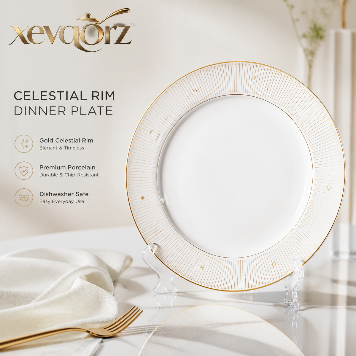 𝒙𝒆𝒗𝒒𝒐𝒓𝒛™ Celestial Rim Dinner Plate — view 1