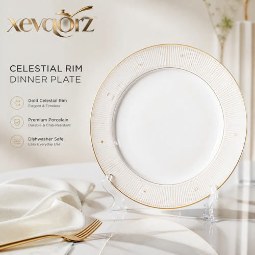 𝒙𝒆𝒗𝒒𝒐𝒓𝒛™ Celestial Rim Dinner Plate — view 1