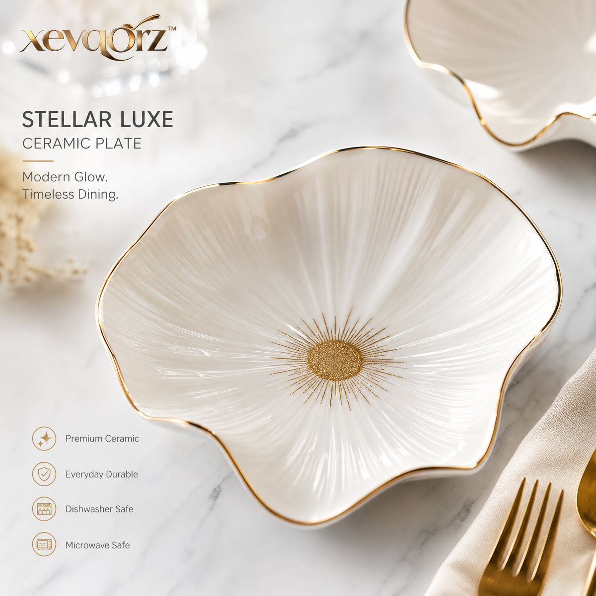 𝒙𝒆𝒗𝒒𝒐𝒓𝒛™ Stellar Luxe Flower Plate — view 1