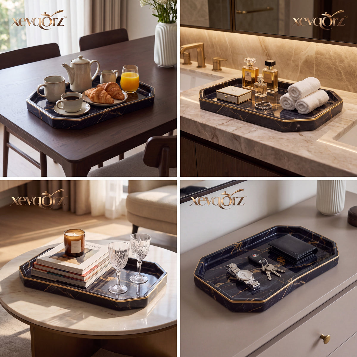 𝒙𝒆𝒗𝒒𝒐𝒓𝒛™ Celestial Marble-Look Serving Tray — view 2