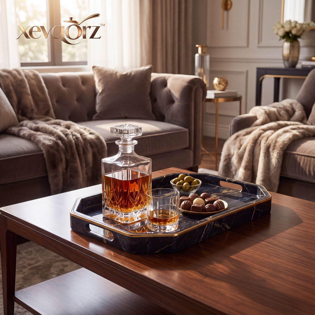 𝒙𝒆𝒗𝒒𝒐𝒓𝒛™ Celestial Marble-Look Serving Tray — view 3