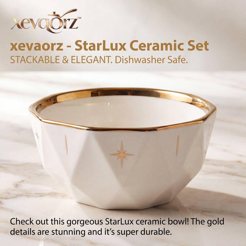 𝒙𝒆𝒗𝒒𝒐𝒓𝒛™ StarLux Faceted Ceramic Bowl — view 4