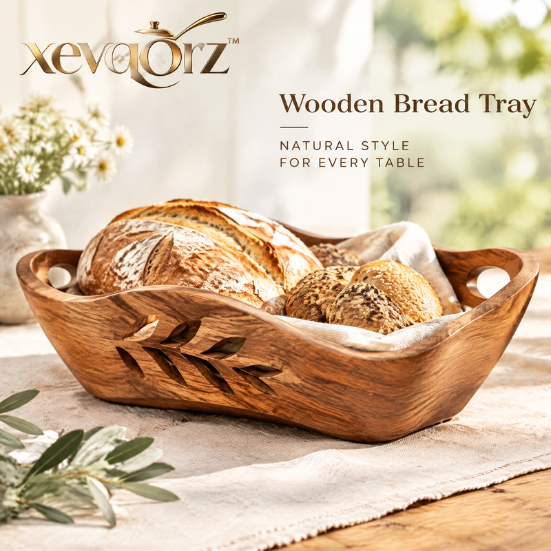𝒙𝒆𝒗𝒒𝒐𝒓𝒛™ Leaf-Carved Wooden Bread Tray
